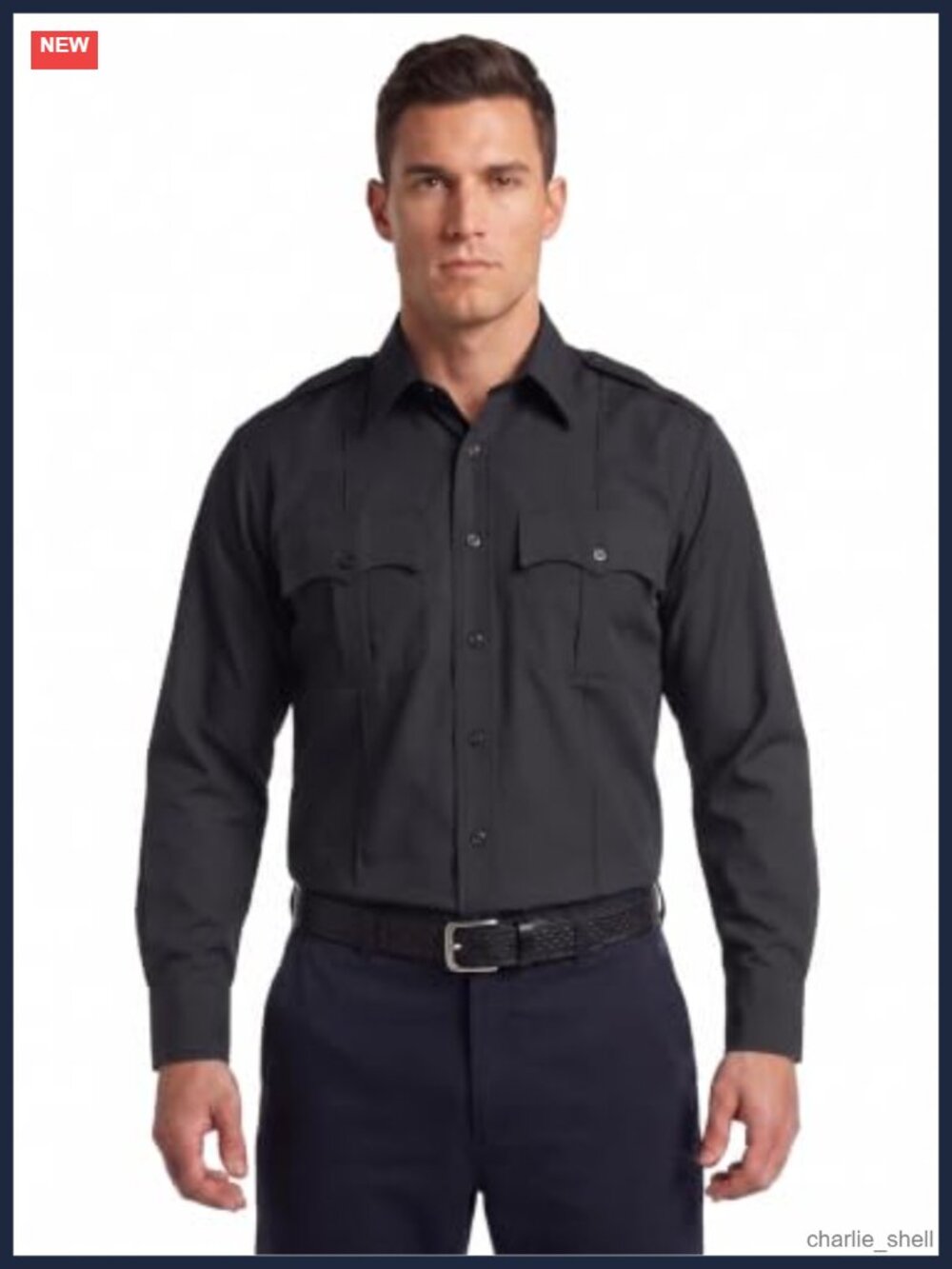 Men's Long Sleeve Uniform Work Shirt Button Down Collar